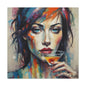 Colorful Femme Portrait Canvas — Martini Woman Stretched Wall Art