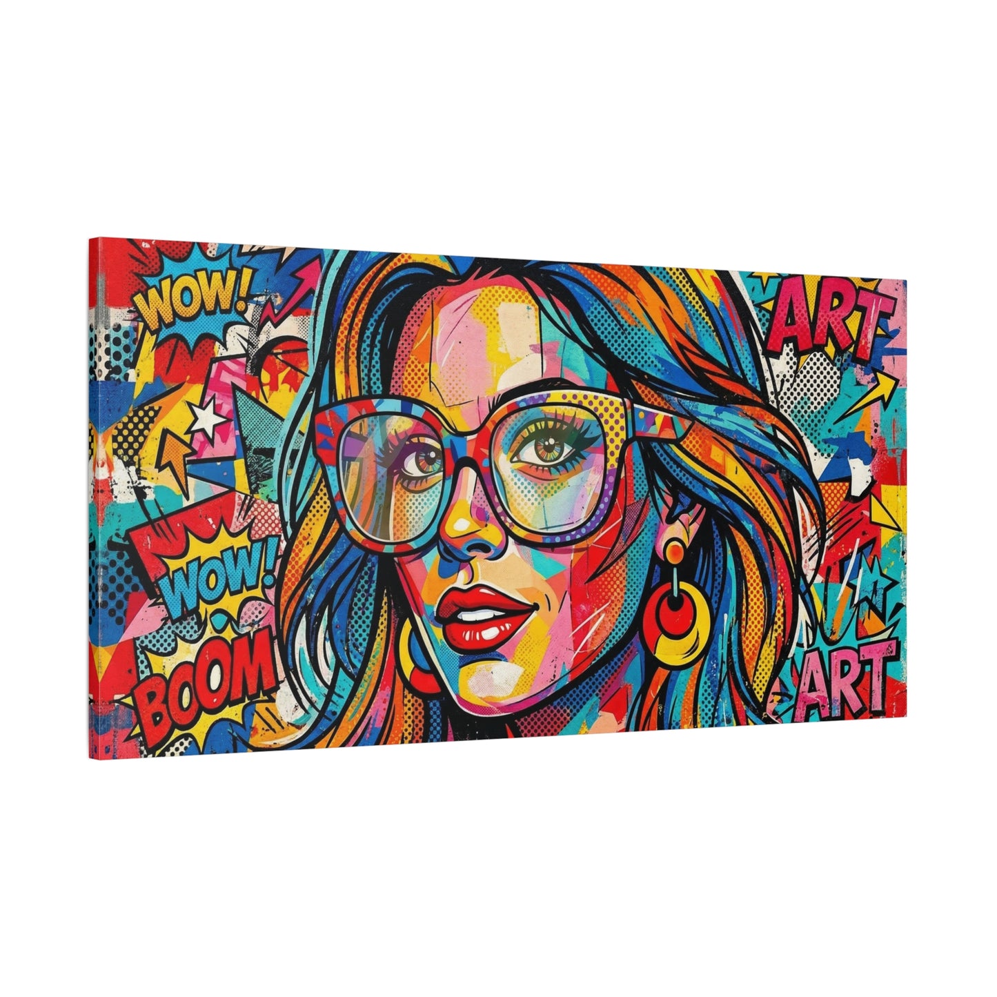 Pop Art Chic Canvas Print — Colorful Retro Neon Portrait