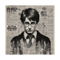 Vintage Newspaper Portrait Poster — Young Wizard Illustration Fine Art Print