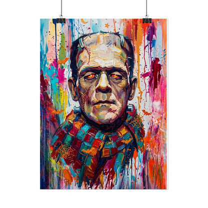 Frankenstein Color Splash Poster — Vibrant Pop Art Horror Wall Print