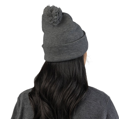 Embroidered Pom-Pom Beanie — "Spitters Are Quitters!" Cozy Winter Hat