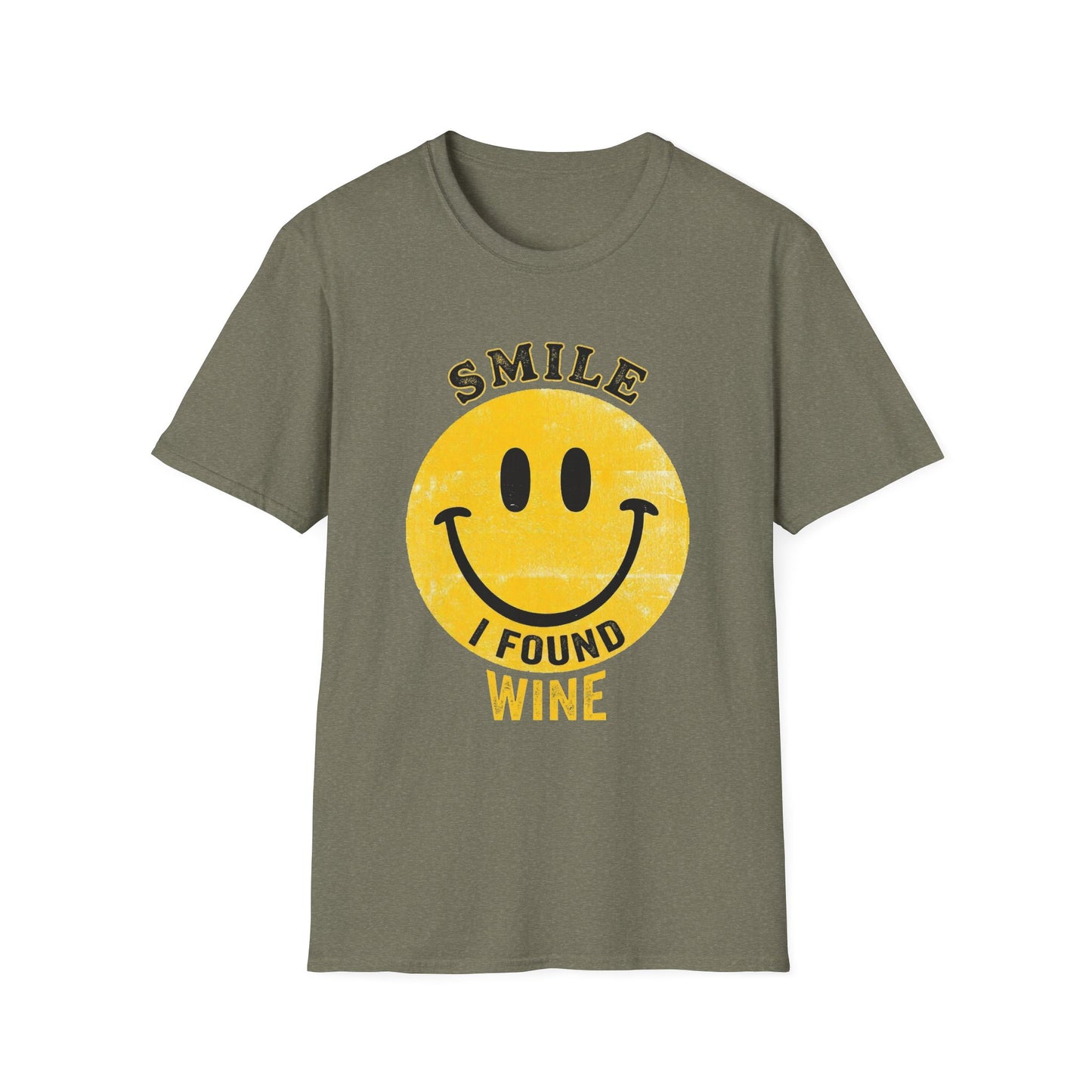 Wine Smile T-Shirt — "Smile I Found Wine" Retro Smiley Tee