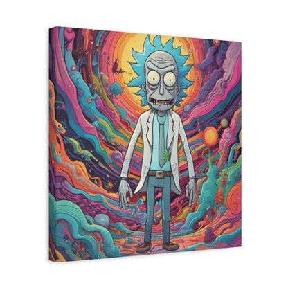 Psychedelic Rick Portal Canvas — Colorful Rick Illustration on Stretched Matte Canvas
