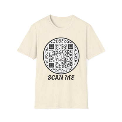 QR Code "Scan Me" T-Shirt — Interactive Novelty Shirt for Events & Gifts