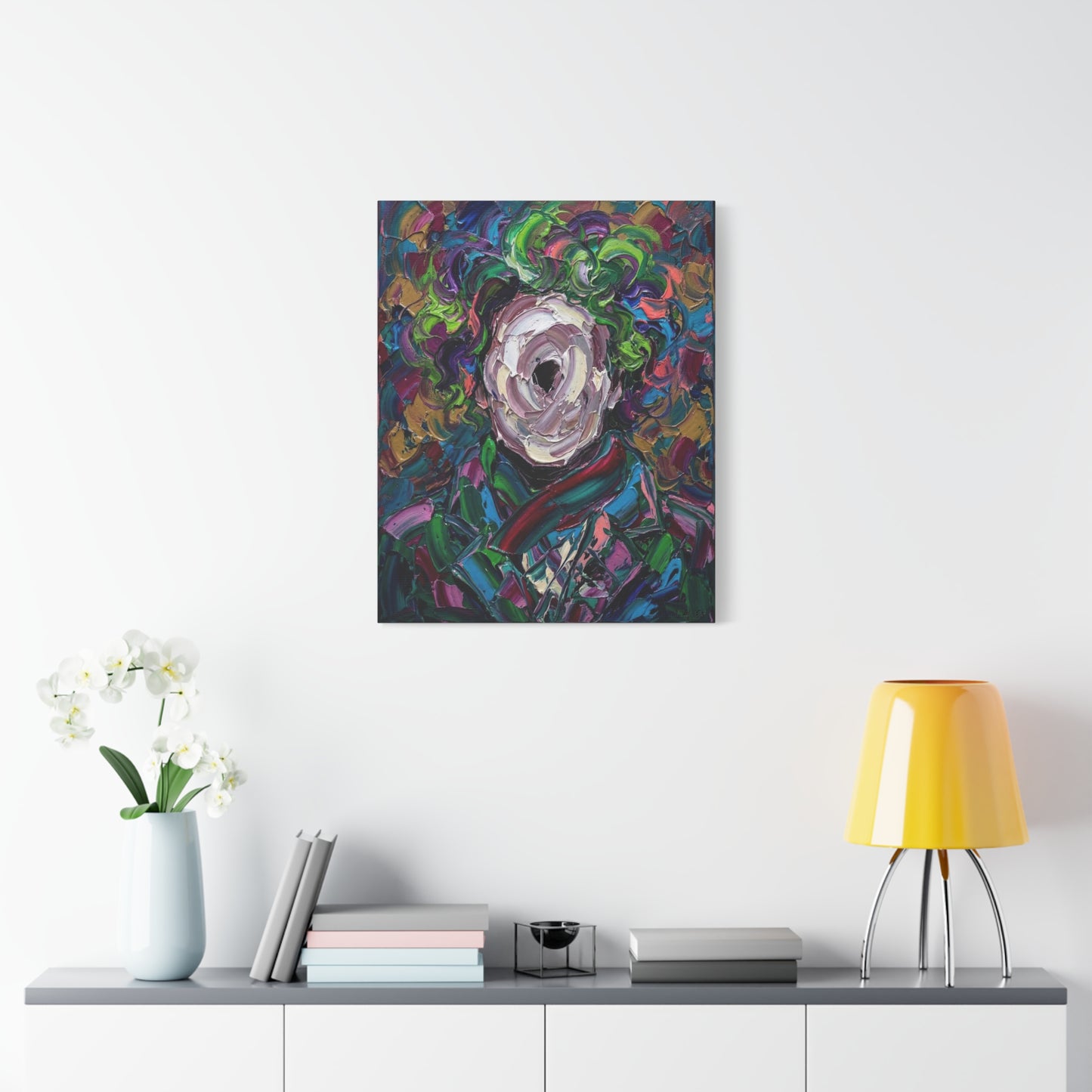 Abstract Floral Canvas Print — Colorful Impasto Rose Wall Art
