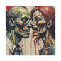 Zombie Couple Matte Canvas Wall Art — Blood-Splattered Horror Portrait