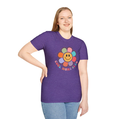 Cool Moms Club T-Shirt — Retro Floral Smiley Tee for Trendy Moms