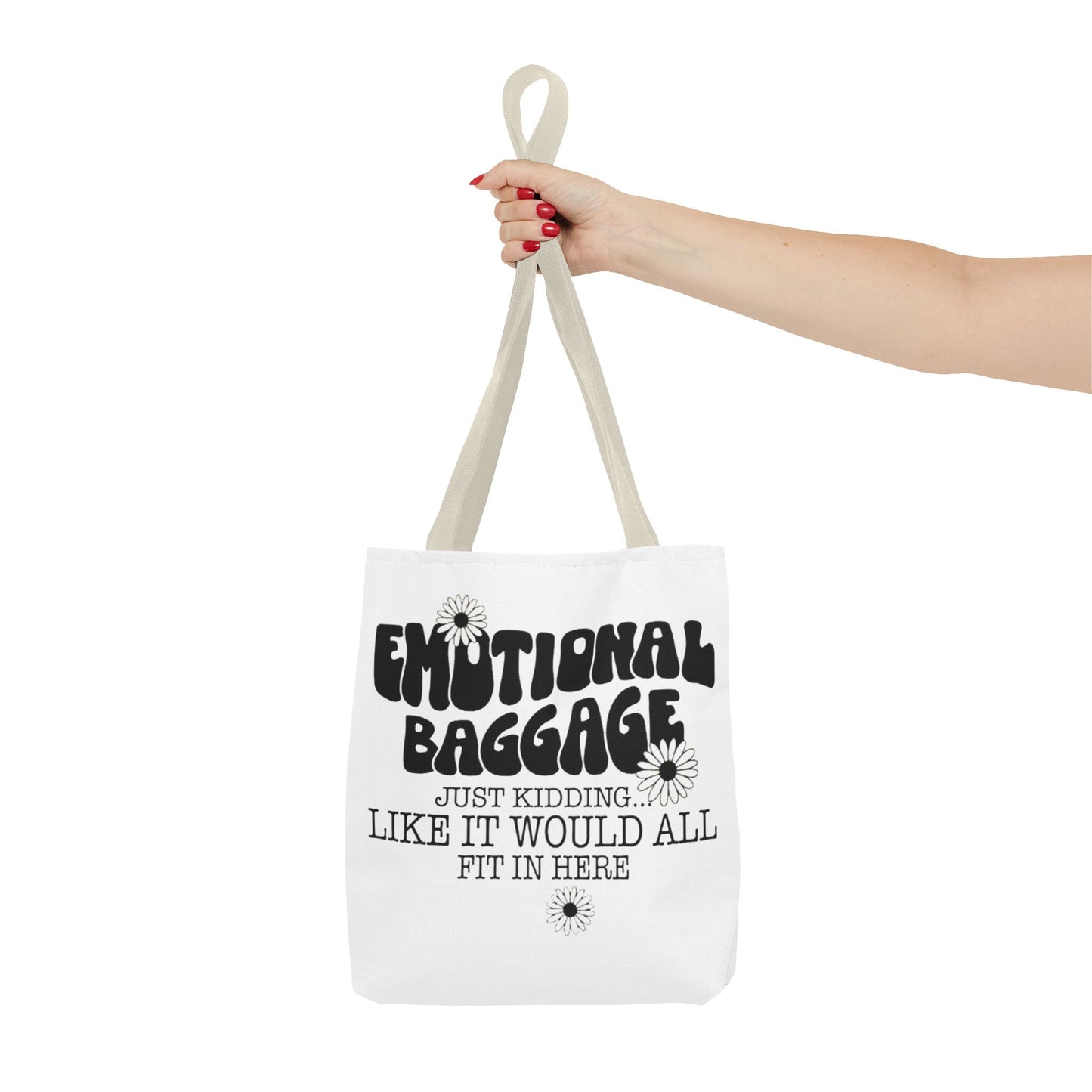 Tote Bag — "Emotional Baggage" Funny Quote Tote with Daisy Vibe