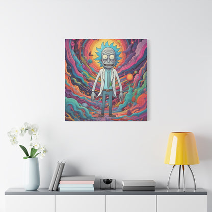 Psychedelic Rick Portal Canvas — Colorful Rick Illustration on Stretched Matte Canvas