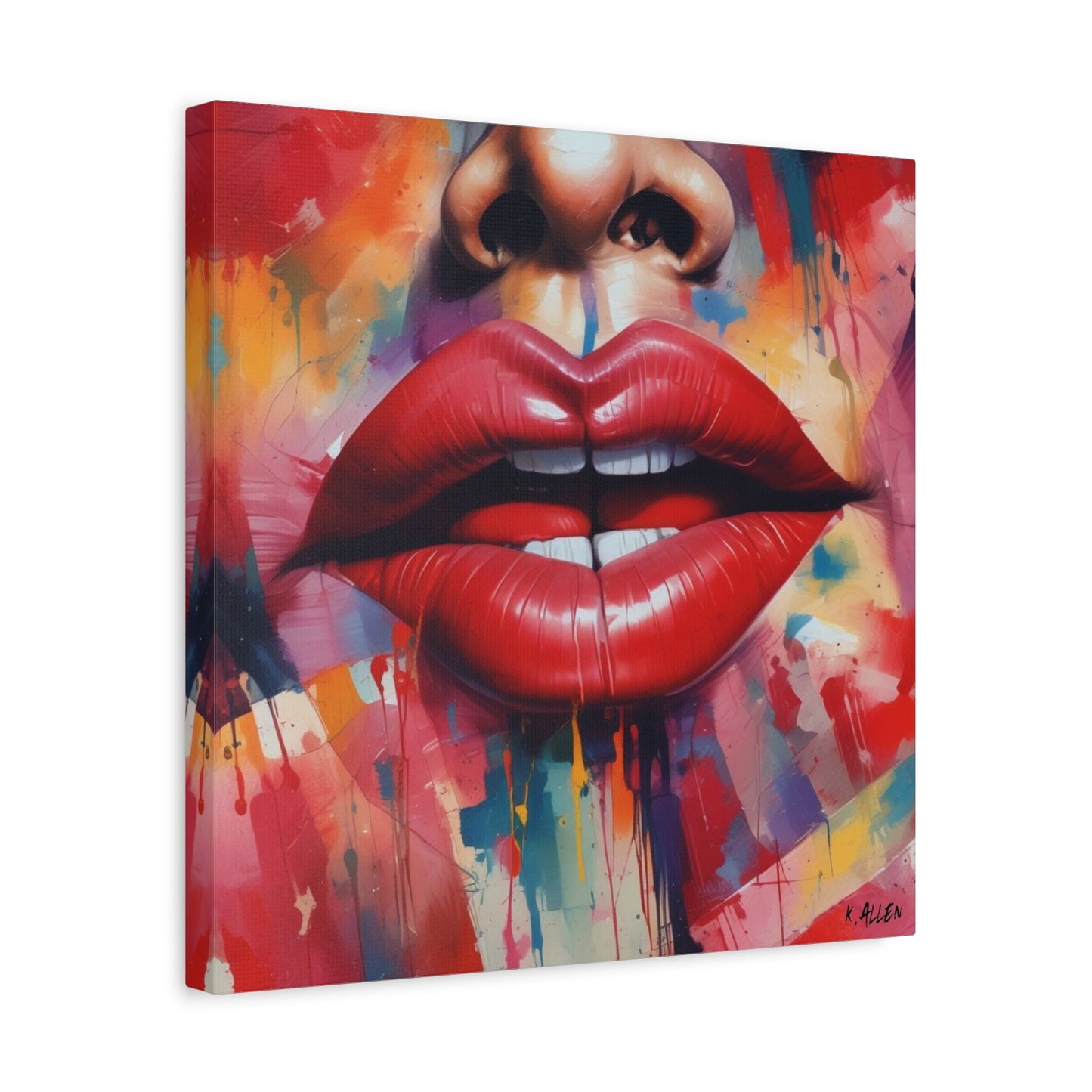Bold Red Lips Pop Art Canvas — Matte Stretched Wall Art