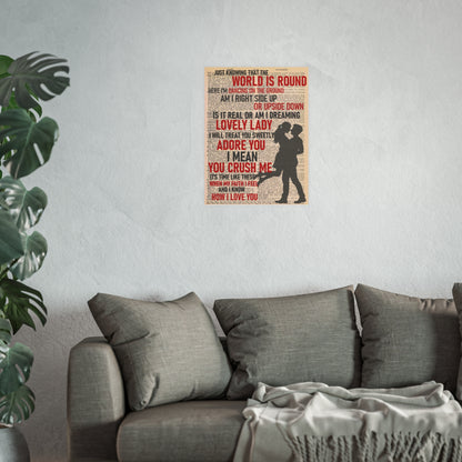 DMB "CRUSH" Romantic Lyrics Poster — 'World Is Round / I Adore You' Vintage Silhouette Print