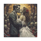 Zombie Bride & Groom Matte Canvas Wall Art — Gothic Wedding Horror Canvas