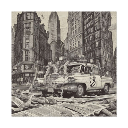 Vintage Ghostbusters Taxi Illustration
