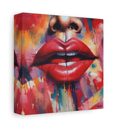 Bold Red Lips Pop Art Canvas — Matte Stretched Wall Art