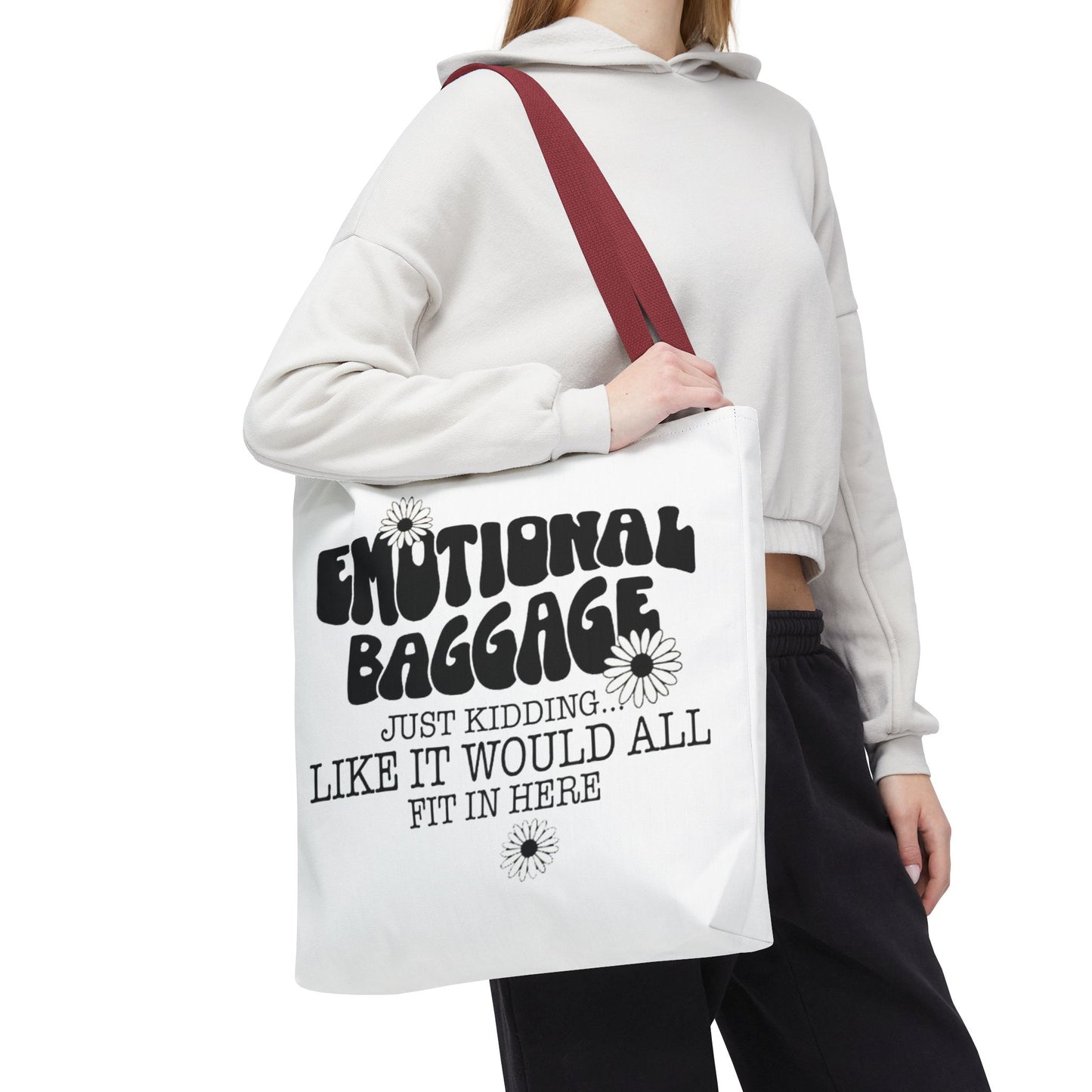 Tote Bag — "Emotional Baggage" Funny Quote Tote with Daisy Vibe