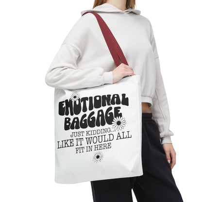 Tote Bag — "Emotional Baggage" Funny Quote Tote with Daisy Vibe