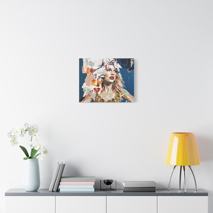 Pop Art Collage Woman Canvas Print — Modern Portrait Wall Art