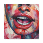 Colorful Pop Art Lips Canvas Wall Art – Vibrant Stretched Matte Portrait