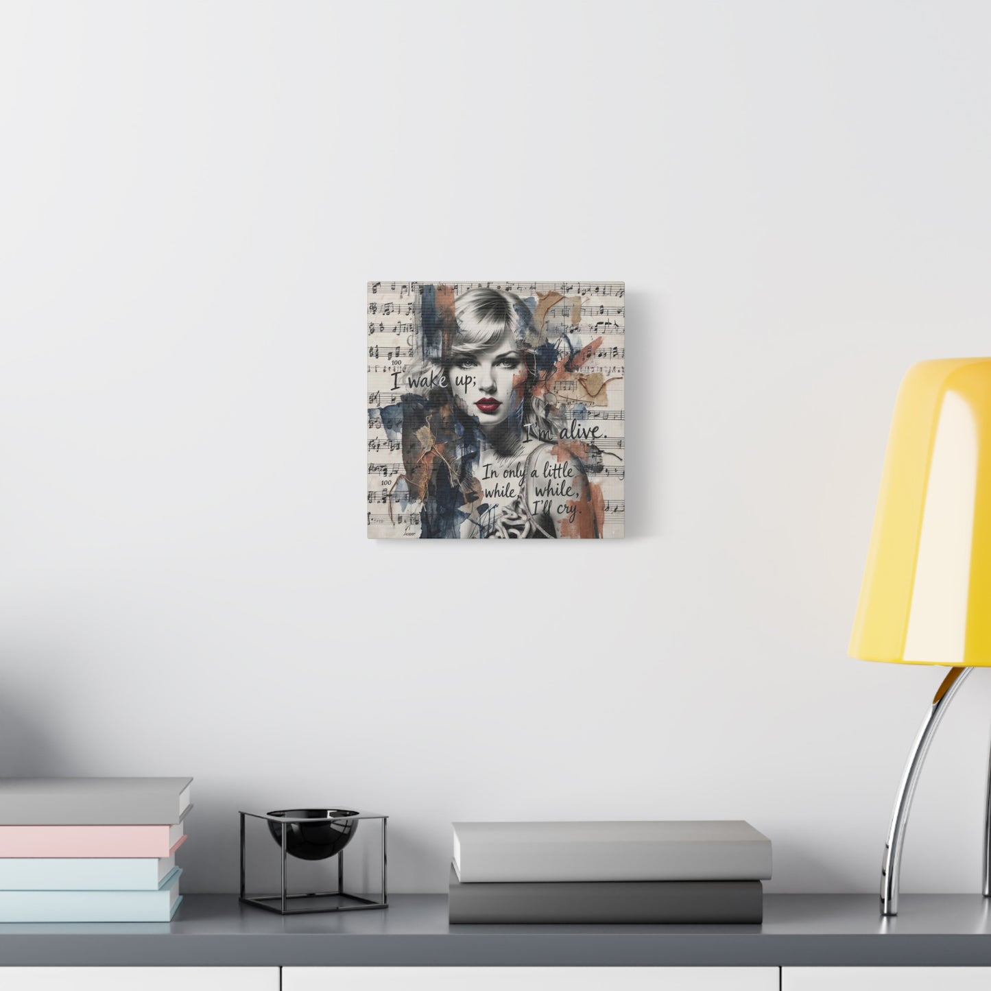 Swift Inspired Matte Stretched Canvas – "I Wake Up; I’m Alive" Mixed-Media Portrait Wall Art