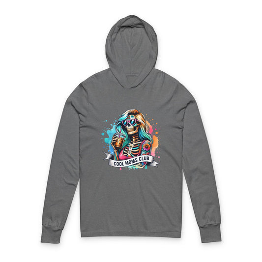 Cool Moms Club Hooded Long Sleeve Tee — Colorful Skeleton Mom Graphic