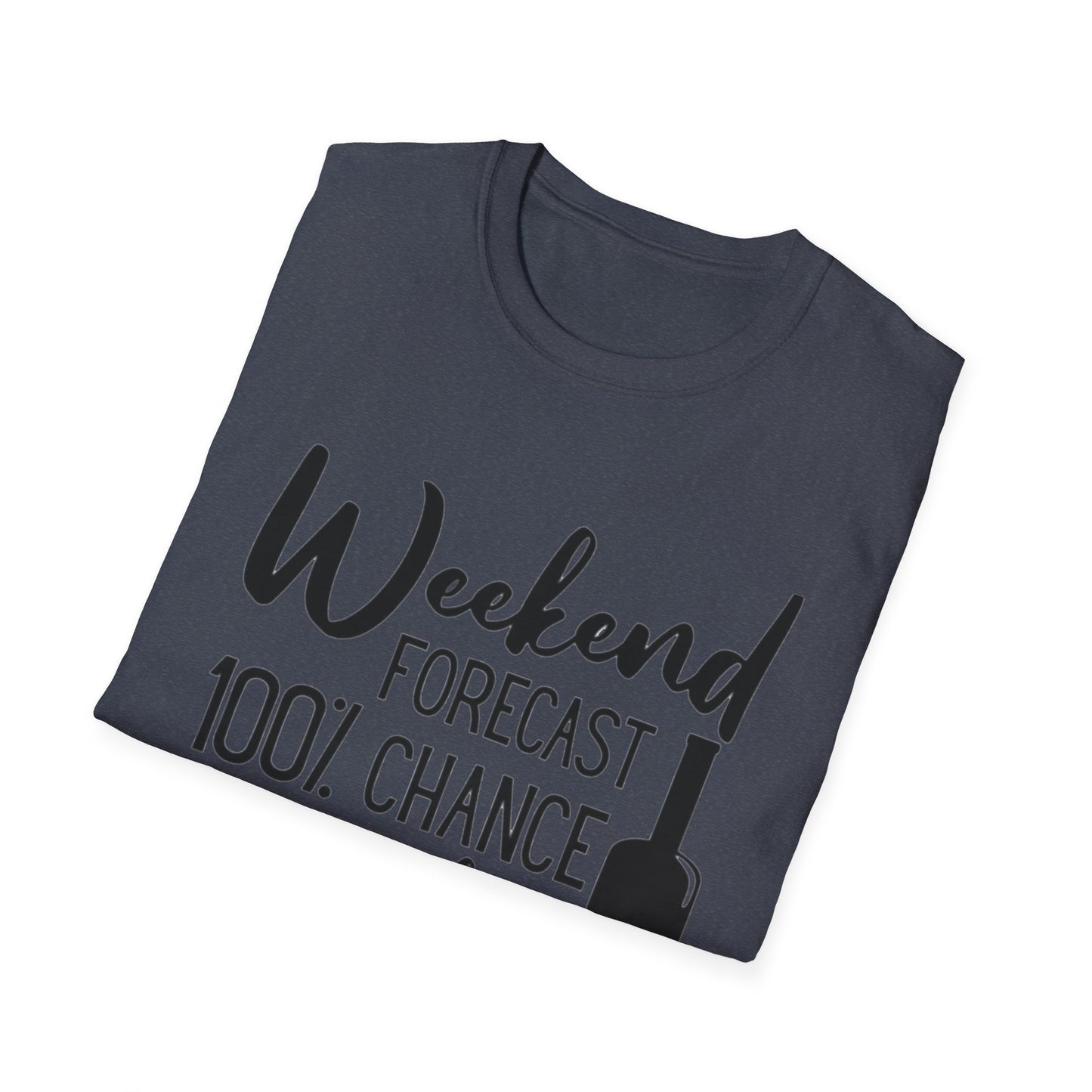 Wine Weekend T-Shirt — "Weekend Forecast 100% Chance of Wine" Graphic Tee