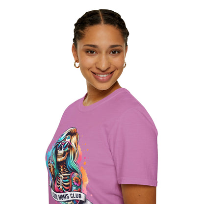 Cool Moms Club Skull T-Shirt — Colorful Day of the Dead Mom Graphic Tee