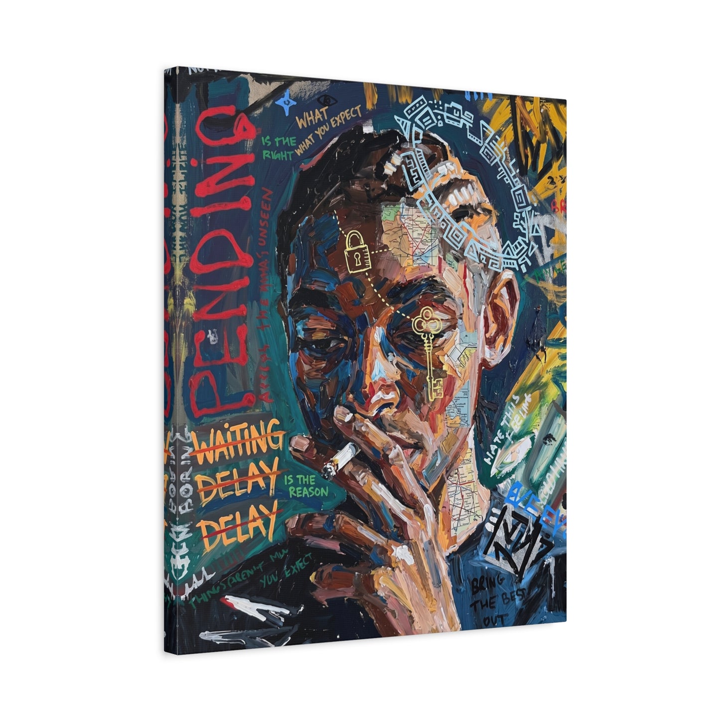 Urban Portrait Matte Canvas Print — 'Waiting Delay' Contemporary Street Art