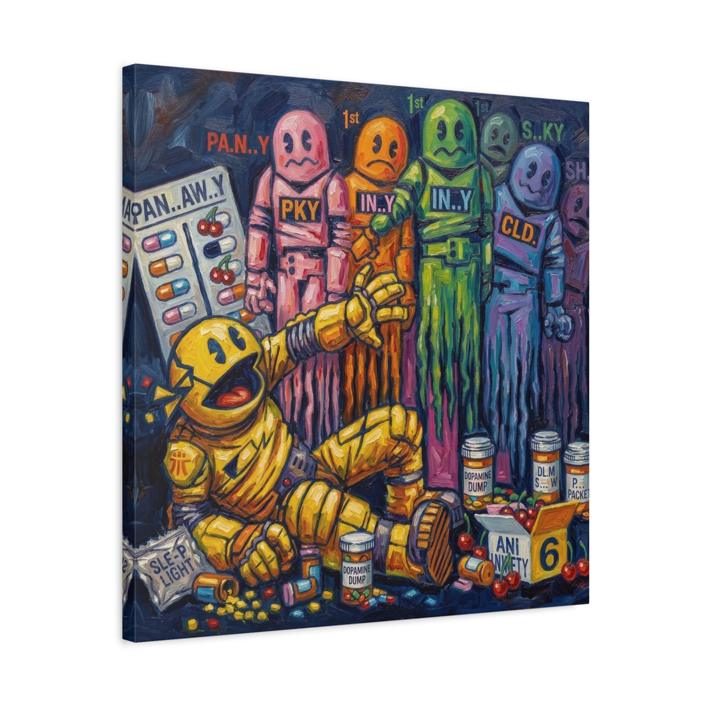 Depressed Pacman Canvas Wall Art Print