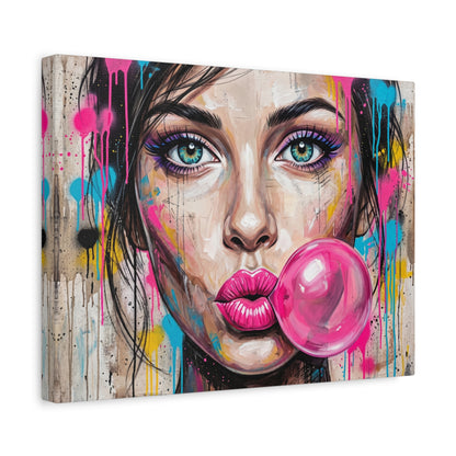Abstract Bubble Girl Canvas Print — Matte Stretched Wall Art