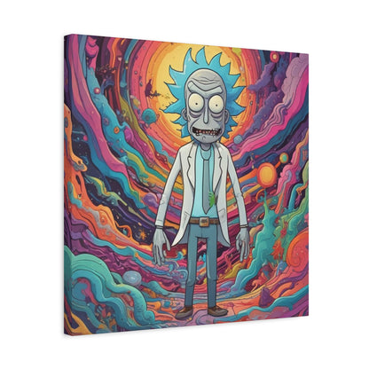 Psychedelic Rick Portal Canvas — Colorful Rick Illustration on Stretched Matte Canvas