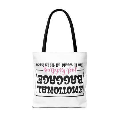 Emotional Baggage Tote Bag — Funny "Emotional Baggage (just kidding)" Reusable Shopper