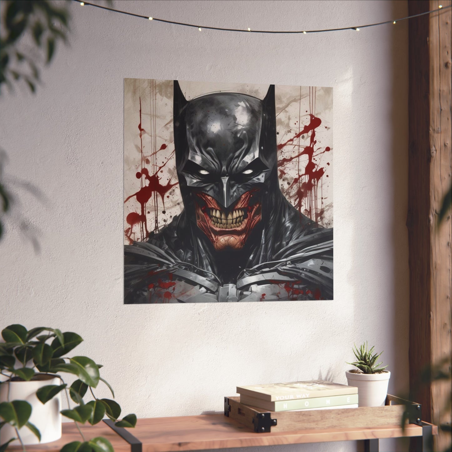 Horror Comic Fine Art Poster Print — Grinning Dark Knight Portrait