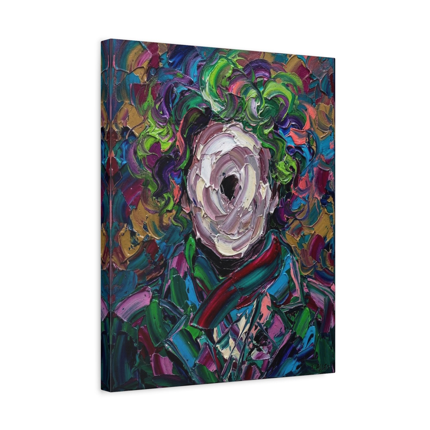Abstract Floral Canvas Print — Colorful Impasto Rose Wall Art