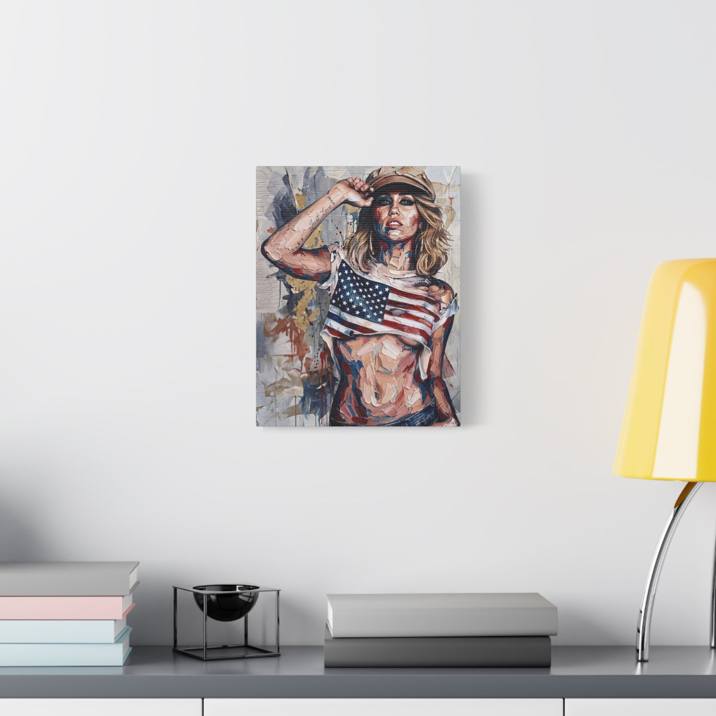 Patriotic Girl American Flag Canvas Print — Matte Stretched Wall Art