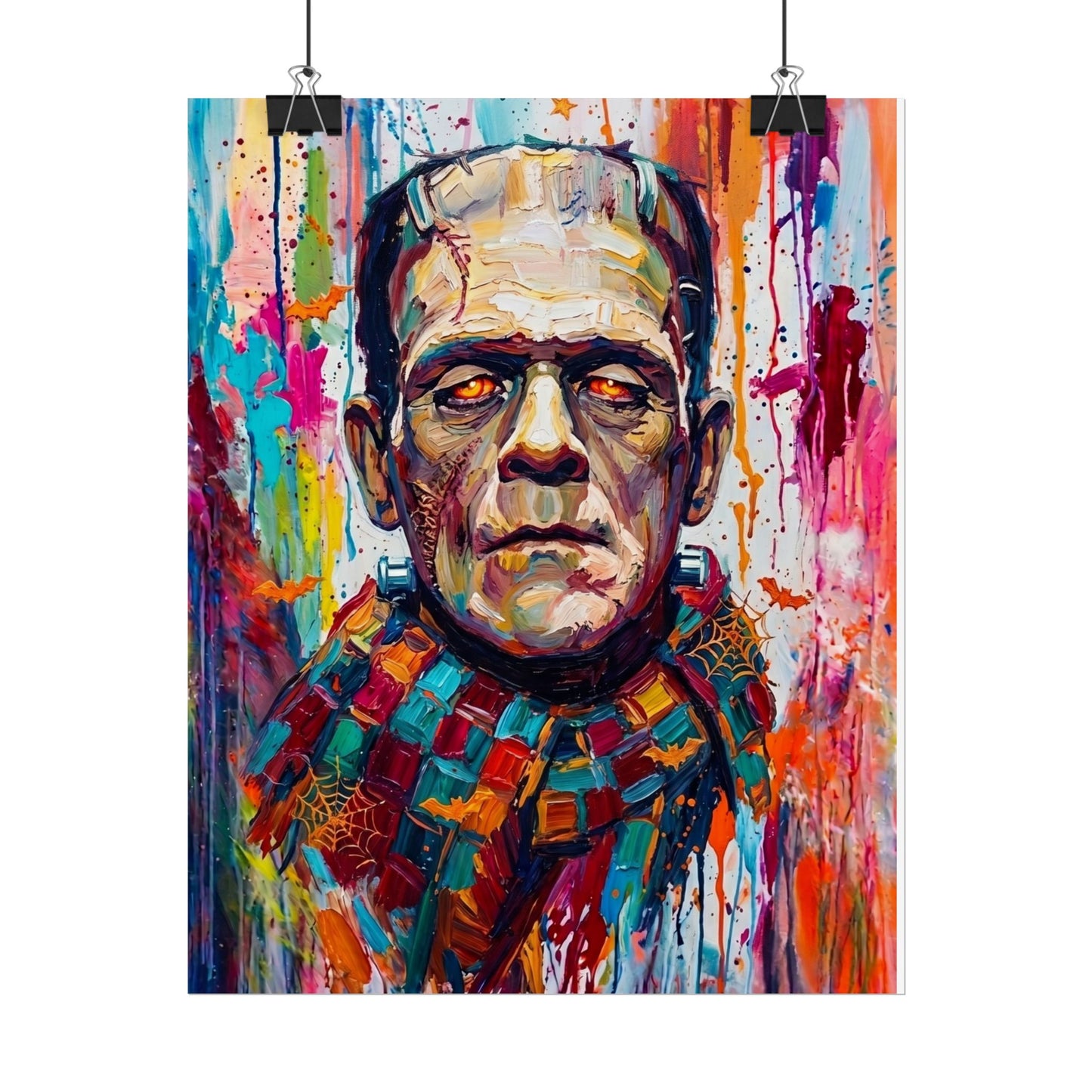 Frankenstein Color Splash Poster — Vibrant Pop Art Horror Wall Print