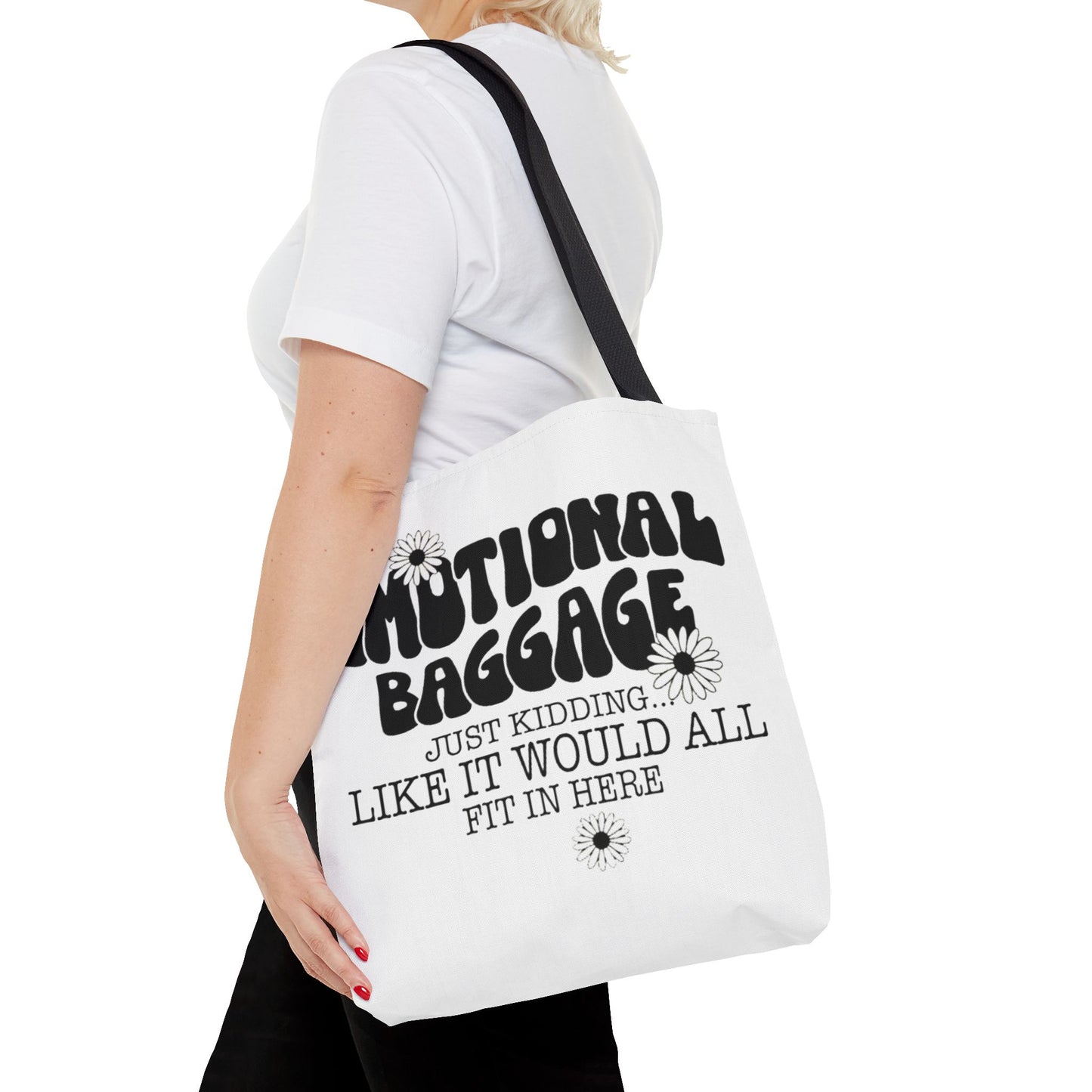 Tote Bag — "Emotional Baggage" Funny Quote Tote with Daisy Vibe