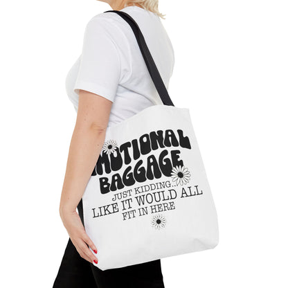 Tote Bag — "Emotional Baggage" Funny Quote Tote with Daisy Vibe