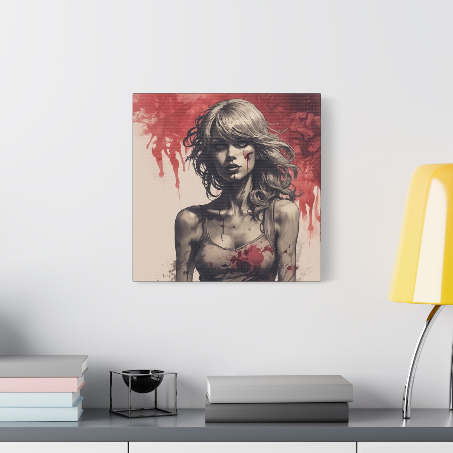 Bloody Swift Matte Canvas Print — Gothic Female Portrait Wall Art, Stretched 1.25"