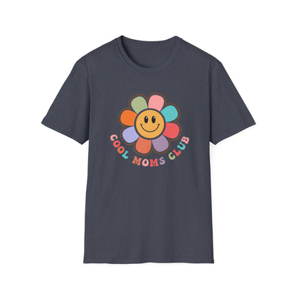 Cool Moms Club T-Shirt — Retro Floral Smiley Tee for Trendy Moms