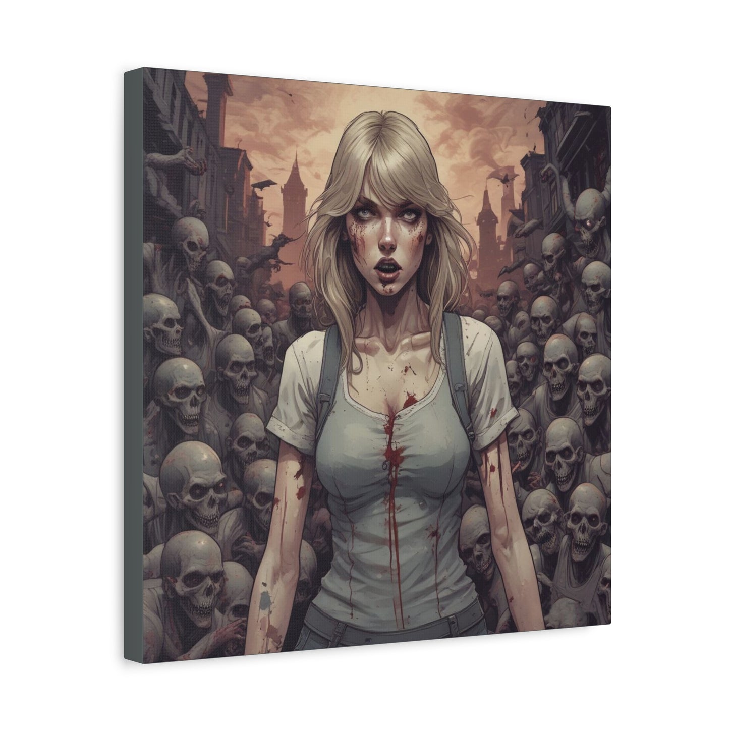 Zombie Swift Matte Canvas Wall Art — Gory Gothic Horror Illustration