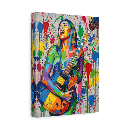 Colorful Guitarist Pop Art Canvas Print — Vibrant Music Wall Art