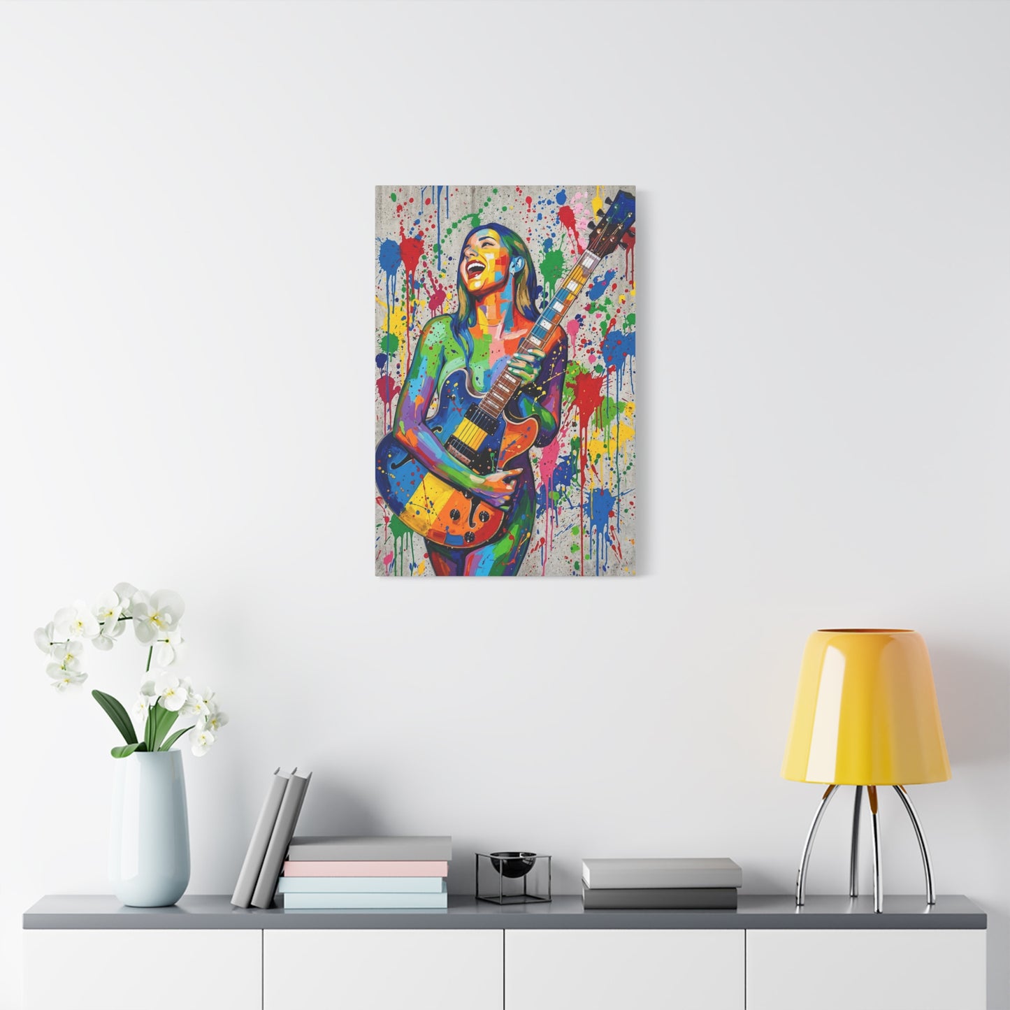 Colorful Guitarist Pop Art Canvas Print — Vibrant Music Wall Art