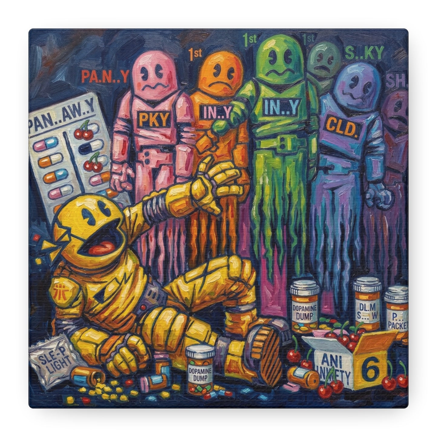 Depressed Pacman Canvas Wall Art Print