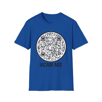 QR Code "Scan Me" T-Shirt — Interactive Novelty Shirt for Events & Gifts