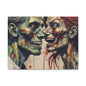 Zombie Couple Matte Canvas Wall Art — Blood-Splattered Horror Portrait