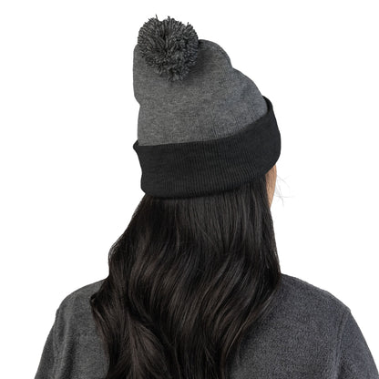 Embroidered Pom-Pom Beanie — "Spitters Are Quitters!" Cozy Winter Hat