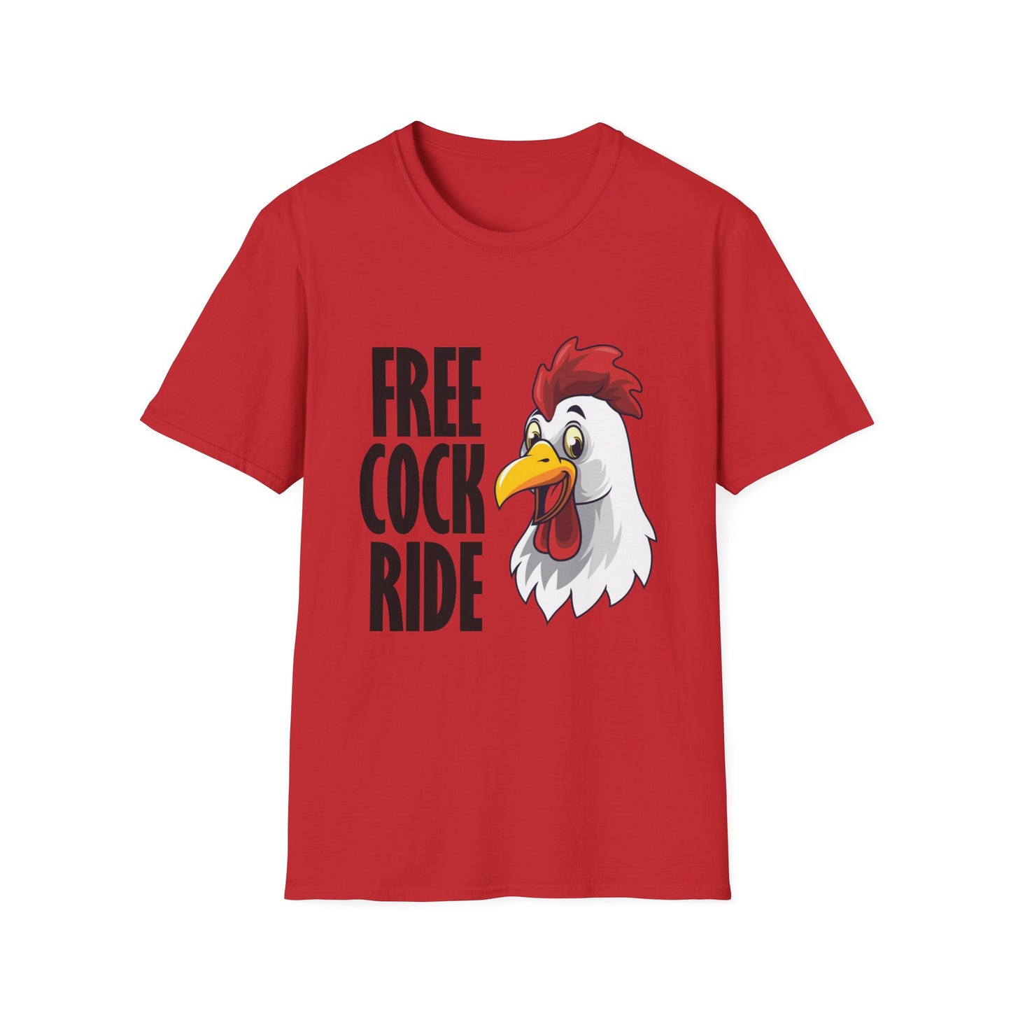 Graphic T-Shirt — "Free Cock Ride" Rooster Novelty Tee