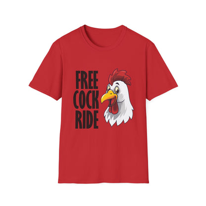 Graphic T-Shirt — "Free Cock Ride" Rooster Novelty Tee