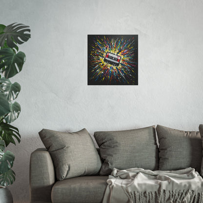 Cassette Explosion Fine Art Print — Retro Music Wall Art