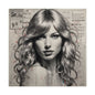 Taylor Inspired Portrait on Vintage Newspaper Background